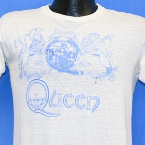 Maglietta anni &#39;70 Queen Crest Freddie Mercury Rock N Roll Band Distressed Small