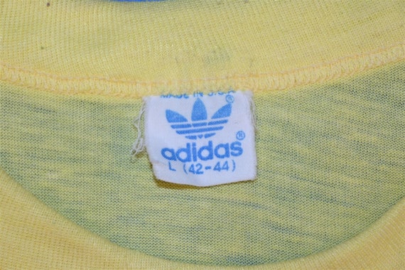80s Adidas Tennis Trefoil Sneaker Rainbow t-shirt… - image 4