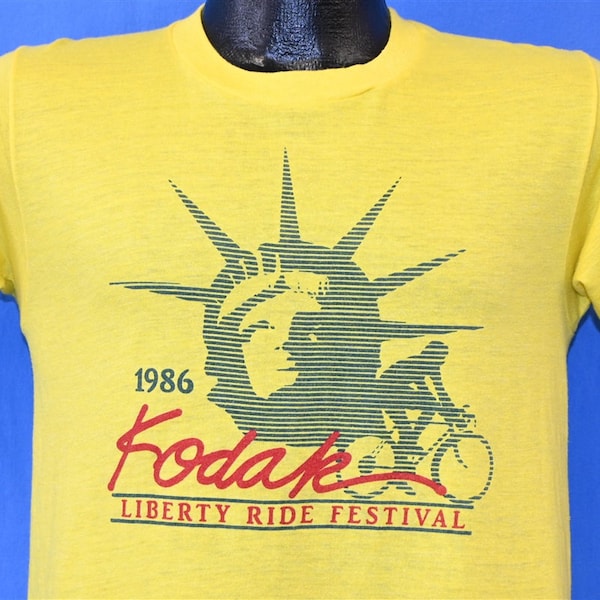80s Kodak Liberty Ride Festival 1986 Official Statue of Liberty Cyclist Cycling Souvenir t-shirt Small