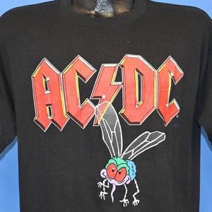 80s AC/DC Fly On the Wall Tour 1985 Hard Rock Switzerland Black Deadstock t-shirt Large