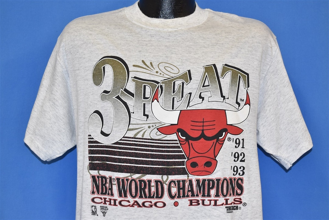 Vintage Chicago Bulls Repeat 3-Peat Championship T-Shirt - Hypeclothing
