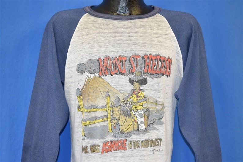 80s Mount St Helens Biggest Ashhole Distressed Jersey t-shirt Large