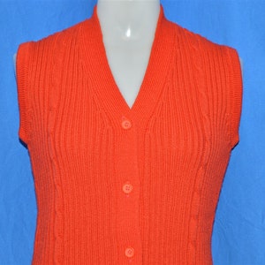70s Red Vintage Cable Knit Sweater Vest Women's Small - Medium