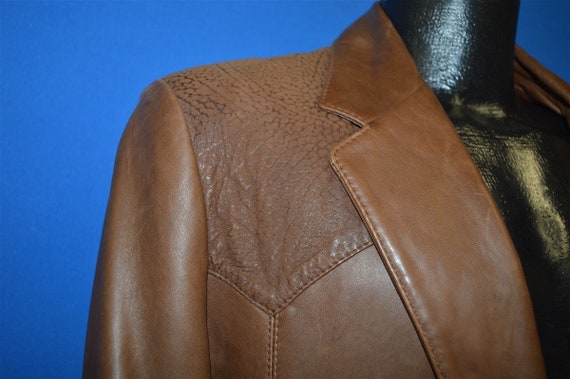 70s Remy Buffalo Button Leather Suit Jacket Size … - image 5