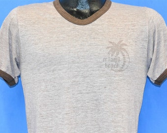 T-shirt effet vieilli Miami Beach Tri Blend Rayonne, Floride des années 70, Moyenne