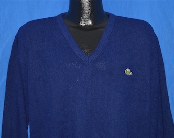 80s Izod Lacoste Navy Blue Pullover Alligator Sweater Large