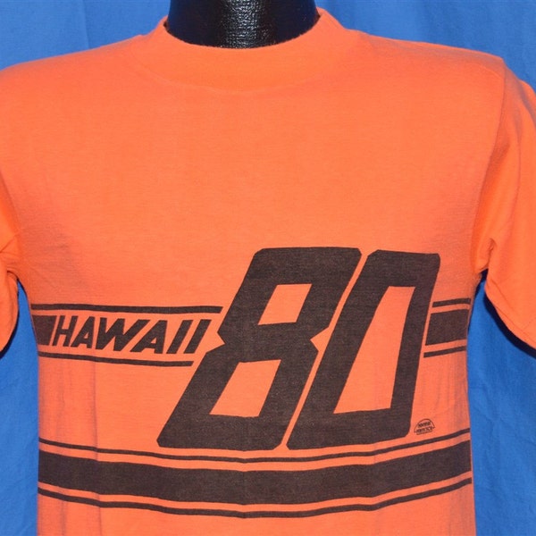 1980 Hawaii Black Orange Wrap Around Vacation Tourist Vintage t-shirt Small
