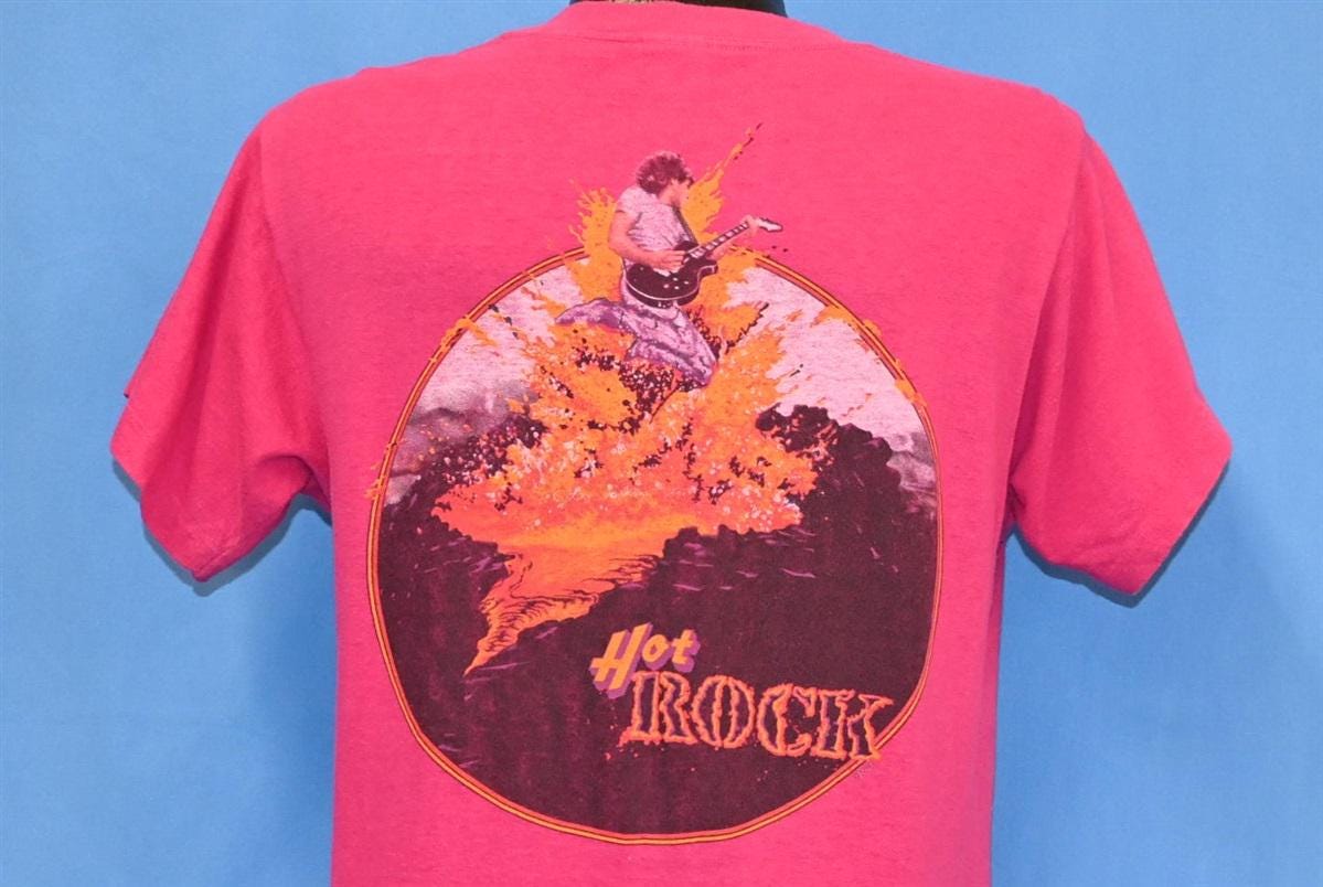 80s Hot Lixx Rock Music Lava Guitar Hot Pink Double Sided T