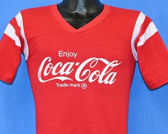 80s Enjoy Coca-Cola Coke Soda Logo Striped Jersey t-shirt Extra Small