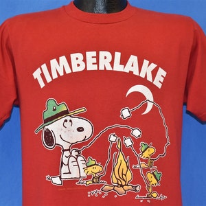 80s Peanuts Timberlake Snoopy Woodstock Camping Tourist t-shirt Medium