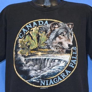 90s Canada Niagara Falls Wolf Maple Leaf Nature t-shirt Large