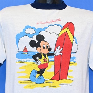 70s Mickey Mouse St. Petersburg Florida Surf Disney Ringer t-shirt Medium