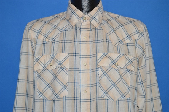 80s Levis off White Plaid Pearl Snap Western Shirt Medium - Etsy