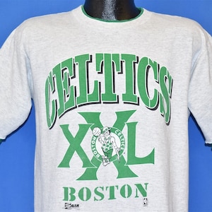 Maglietta a strati con scritta "Fortunato Leprechaun" dei Boston Celtics degli anni '90, taglia grande