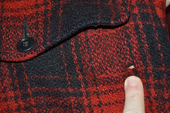 50s Black Red Wool Check Mackinaw Hunting Coat Me… - image 5