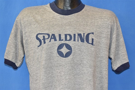 80s Spalding Basketball Ringer t-shirt Large - image 1