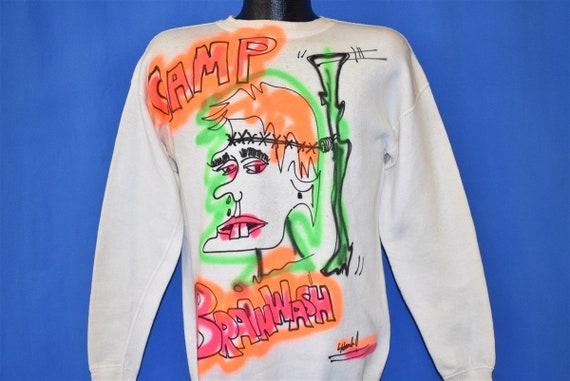 60s Camp Brainwash Airbrush Neon Sweatshirt Small