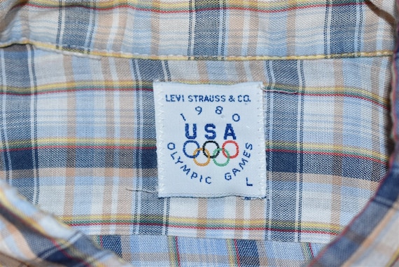 80s Levi's Plaid 1980 Olympic Games Button Down S… - image 4