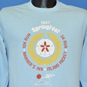 80s Springfest Run 1987 Hilton Head Runners Club South Carolina Long Sleeve t-shirt Medium