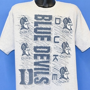 90s Duke Blue Devils Logo NCCA College Heathered Gray t-shirt Extra Large