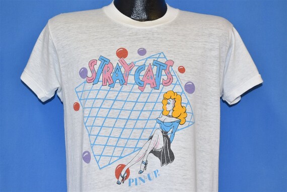 80s Stray Cats Pin up Girl Rant N Rave Rockabilly Band T shirt