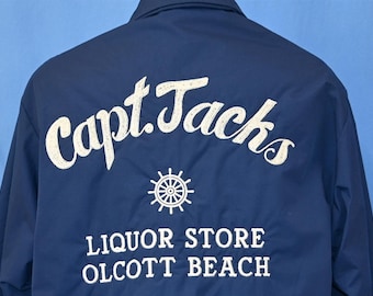 80s Capitán Jack's Liquor Store Olcott Beach Nueva York Chaqueta con cremallera forrada de edredón grande