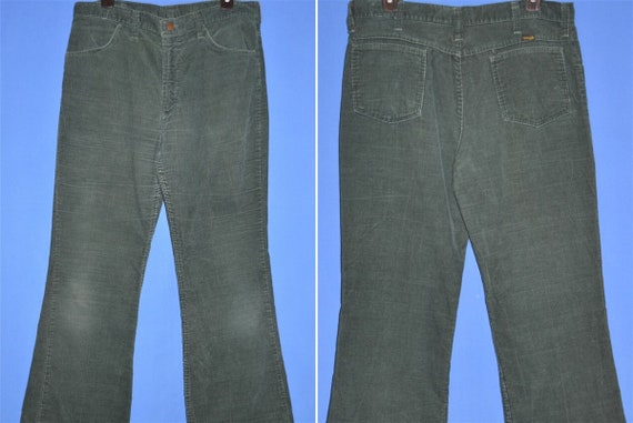 80s Wrangler Dark Green Corduroy Bell Bottoms Size