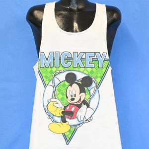 90s Mickey Mouse Walt Disney Life Preserver White Racerback Tank Top t-shirt Extra Large