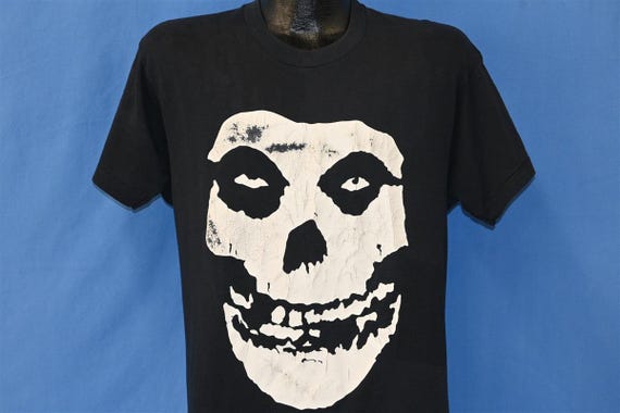 80s the Misfits Crimson Ghost Logo Horror Punk Band Black T-shirt