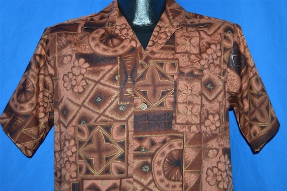50s Lau Hale Brown Flowered Aloha Hawaiian Deadsto