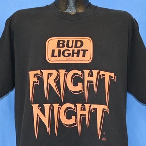 80s Bud Light Beer Fright Night Halloween Orange Black Budweiser t-shirt Extra Large