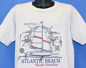 T-shirt Atlantic Beach North Carolina Sailing Yacht Club 90's Large