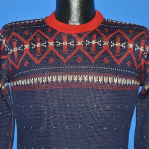 40s Bond Blue Red Snowflake Sweater Small