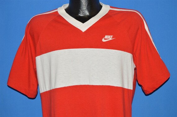 80s Nike Red And White Striped V Neck T Shirt Large Etsy