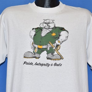 80s Pig Pride Integrity Guts Police Cop Law Enforcement Cartoon t-shirt Extra Large