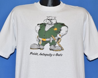80s Pig Pride Integrity Guts Police Cop Law Enforcement Cartoon T