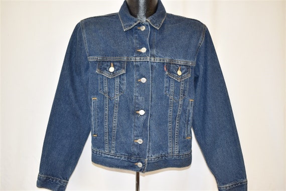 90s Levis Dark Wash Denim Type 3 Trucker Jacket S… - image 2