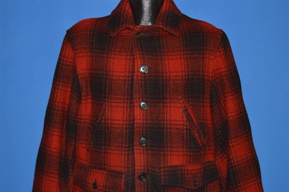 50s Black Red Wool Check Mackinaw Hunting Coat Me… - image 1