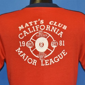 80s Matt&#39;s Club California 81 Pool League Ara V-Neck Jersey Stripe t-shirt Medium