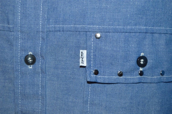 70s Levi's Panatela Chambray Studded Shirt Jacket… - image 3