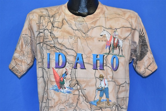 90s Idaho State Map All Over Print Tourist t-shirt