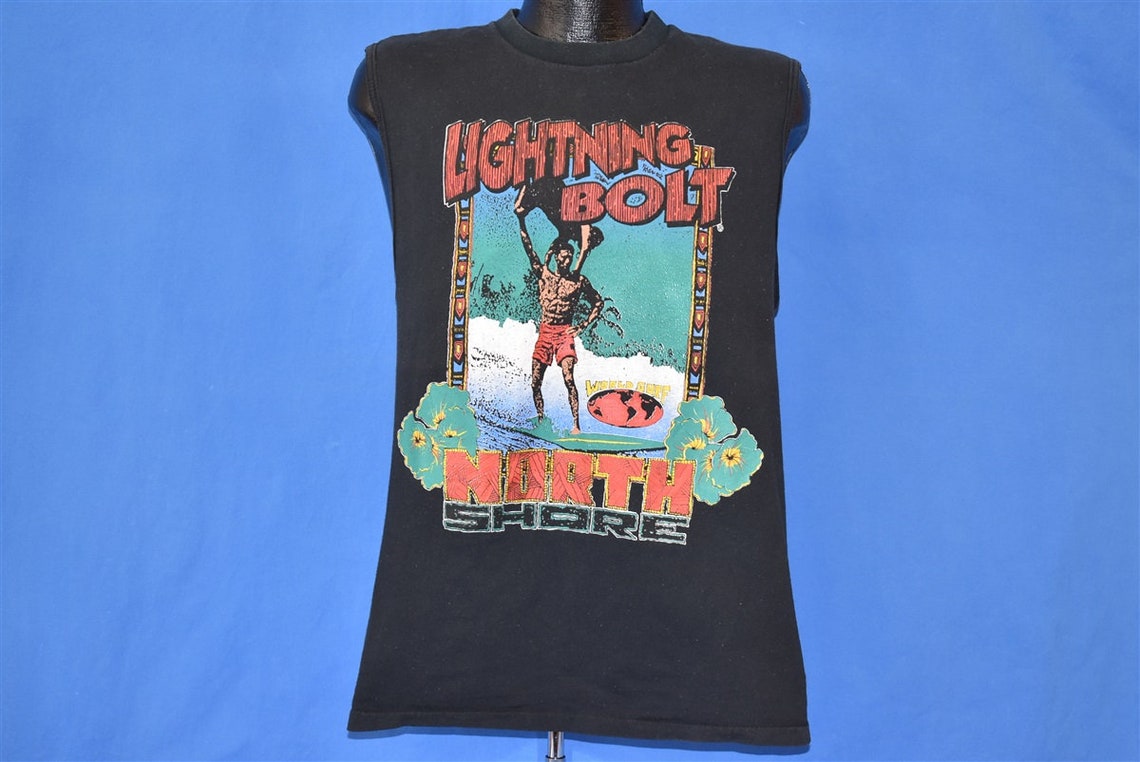 90s Lightning Bolt World Surf Sleeveless T-shirt Medium - Etsy