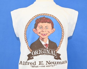 80s MAD Alfred E Neuman Original Magazine Muscle Tank t-shirt Youth Medium