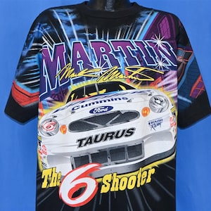 90s Mark Martin The 6 Shooter All Over Print NASCAR Racing t-shirt Extra Large