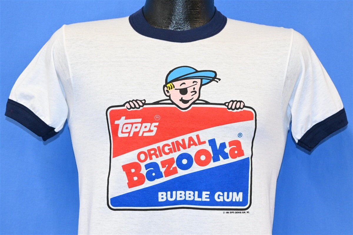 80s Bazooka Bubble Gum Topps Promo Logo Ringer T-shirt Youth Extra 