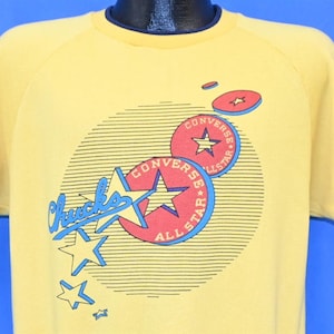 80s Converse All Star Chuck Taylor Sneakers Logo Short Sleeve Sweatshirt Medium