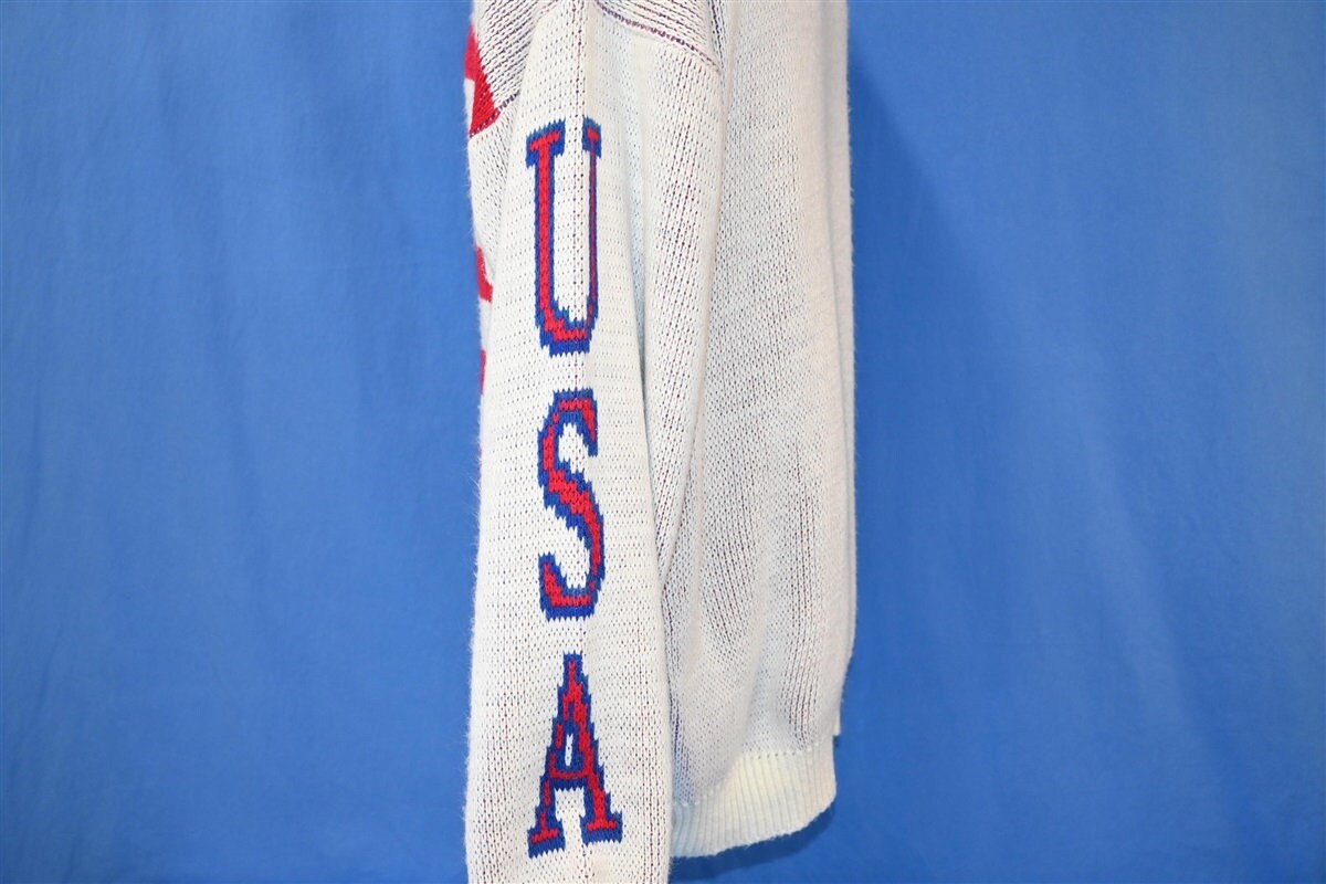 Kleding Gender-neutrale kleding volwassenen Sweaters Jaren 80 USA Amerikaanse vlag Verenigde Staten Intarsia Acryl Trui Large 
