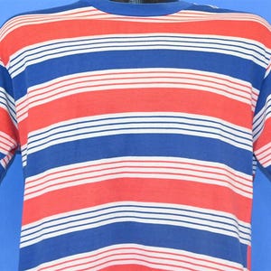 70s Red White & Blue Horizontal Striped Soft Skate t-shirt Large
