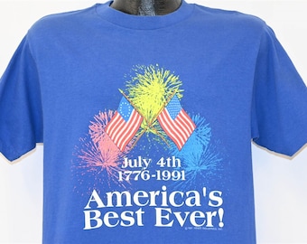 90s July 4th 1776-1991 America's Best Ever! Independence Day Fireworks t-shirt Medium