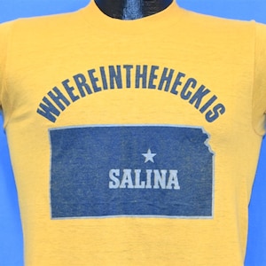 80s Where in the Heck is Salina Kansas Funny Map t-shirt Small